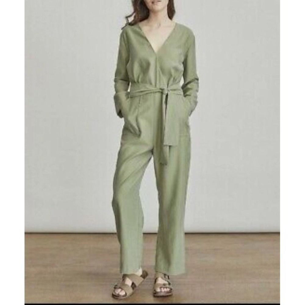 Elizabeth And James Jumpsuit Utility Faux Wrap Belted Pockets Size Large